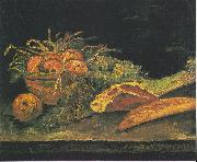 Still life with apple basket, meat and bread rolls Vincent Van Gogh